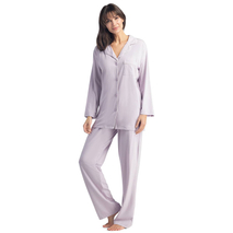 Custom Lable Women's Plus Size Bamboo Nattøy Langermet Pyjamassett for kvinner